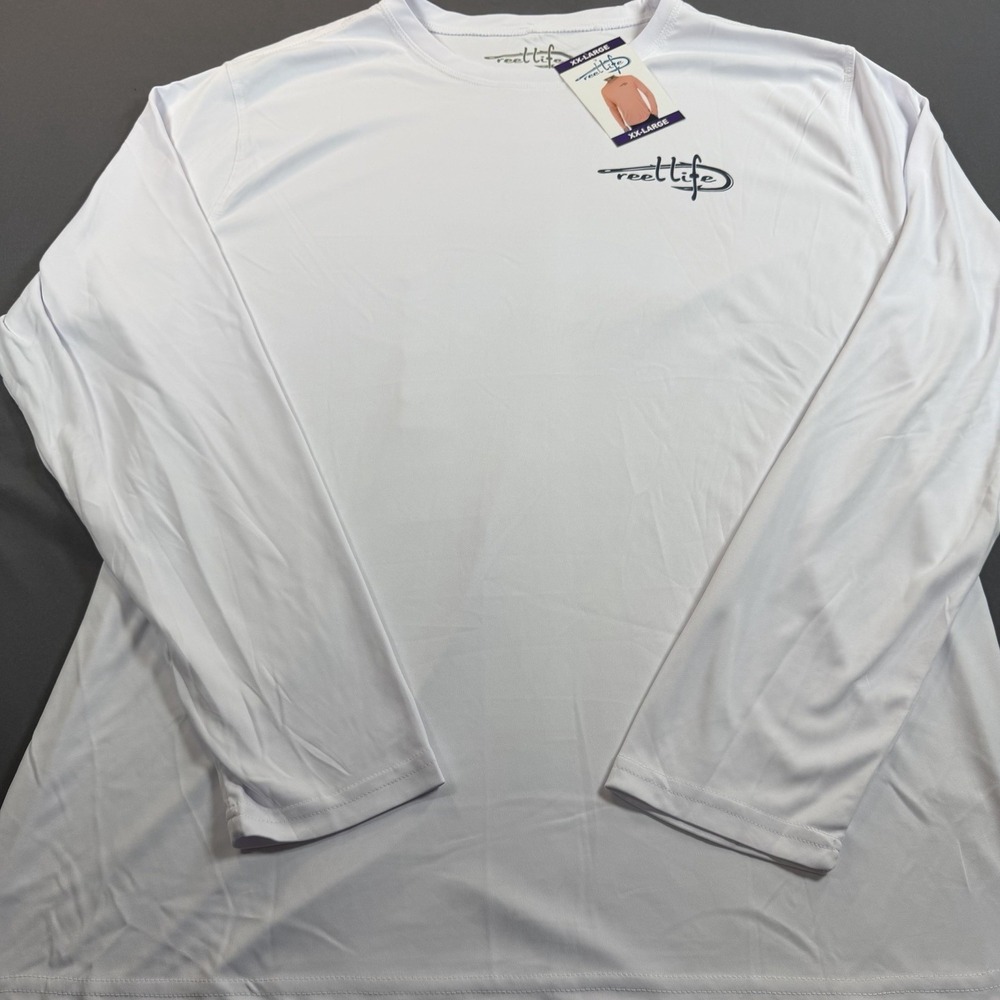 Reel Life Fishing Lightweight Long Sleeve White UV T-shirt (Men's Size XXL) NWT‎